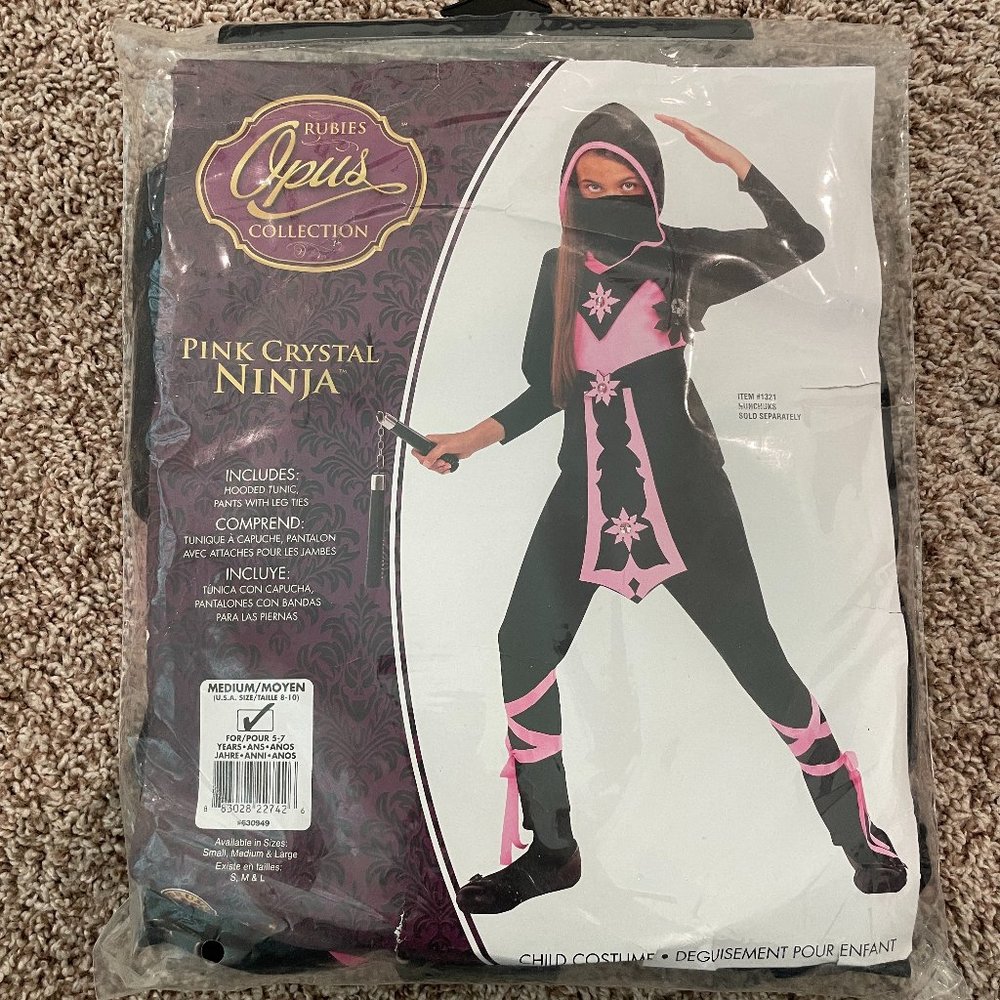 Rubies Pink and Black Ninja costume size medium